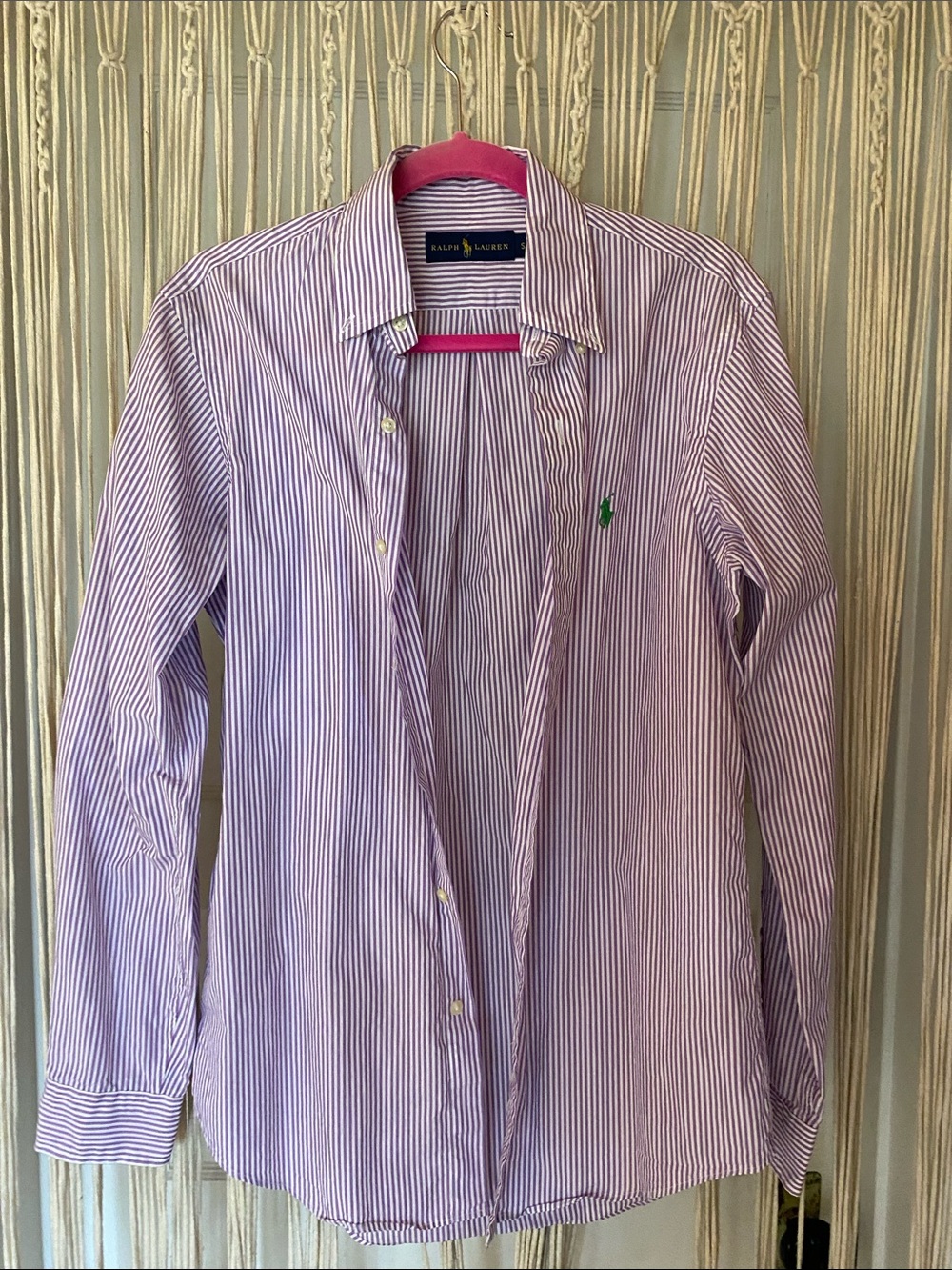 Ralph Lauren Purple & White Slim-Stripe Button-Down Shirt